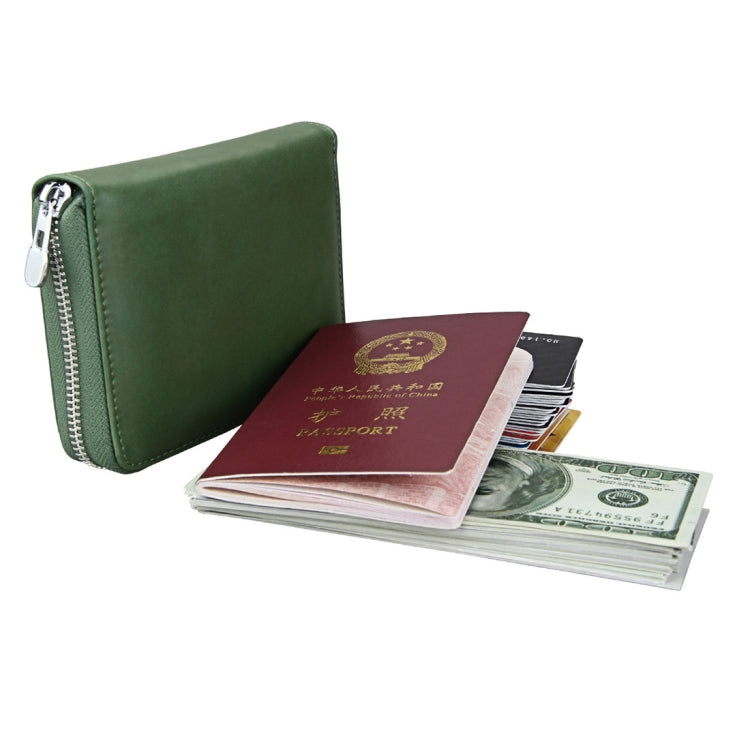 Antimagnetic RFID Multi-functional Genuine Leather Card Package(Army Green) by bashfashion