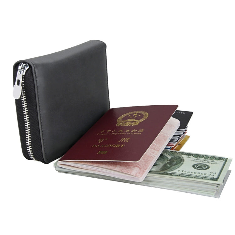 Antimagnetic RFID Multi-functional Genuine Leather Card Package(Black) by bashfashion