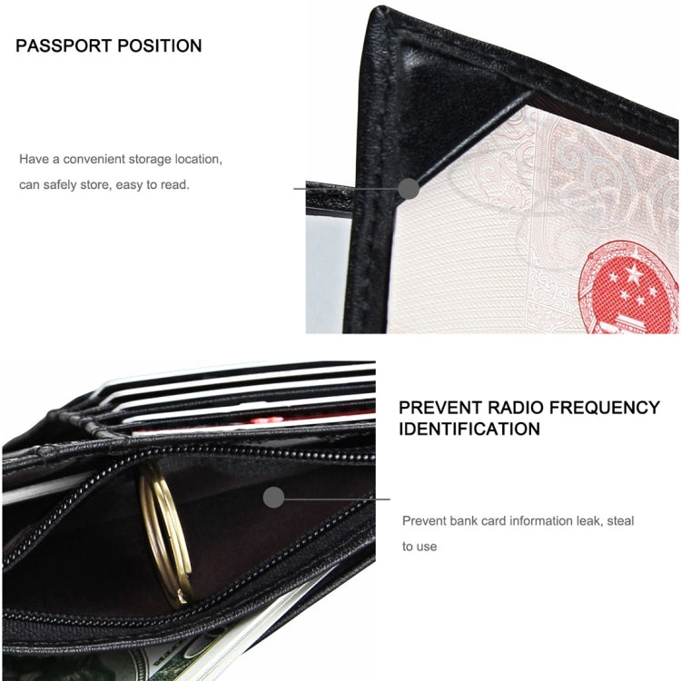 Antimagnet RFID Genuine Leather Wallet / Passport Package / Cowhide Card Slot for man(Black) by bashfashion