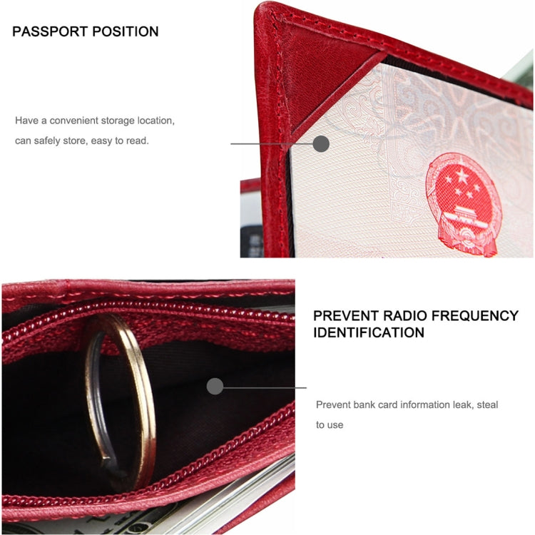 Antimagnet RFID Genuine Leather Wallet / Passport Package / Cowhide Card Slot for man(Red) by bashfashion