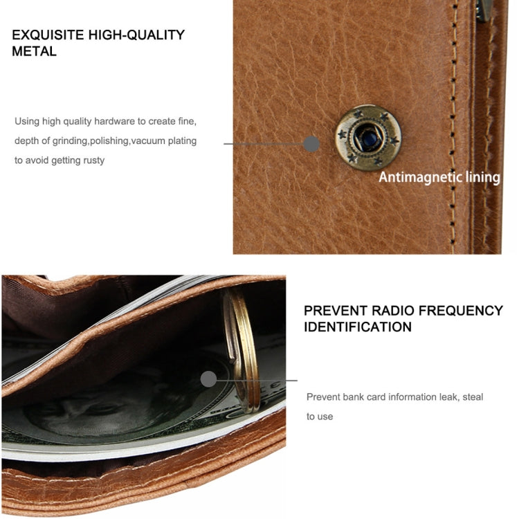 8231 Antimagnetic RFID Men Fashion Crazy Horse Textyure Genuine Leather Wallet Card Bag(Brown) by bashfashion