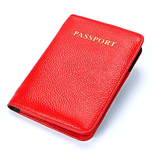 Litchi Texture Multifunctional Genuine Leather Passport Package for travel(Red) by bashfashion