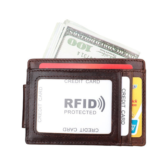 KB80 Antimagnetic RFID Crazy Horse Texture Oil Wax Leather Card Holder Wallet Billfold for Men and Women (Coffee) by bashfashion