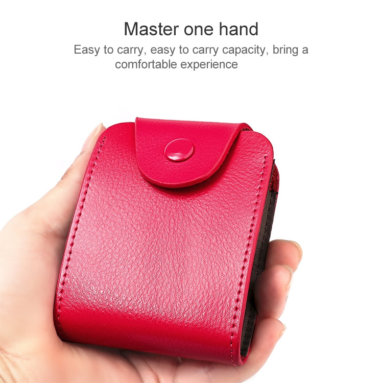 KB187 Litchi Texture Leather Large-capacity Card Holder Wallet(Rose Red) by bashfashion