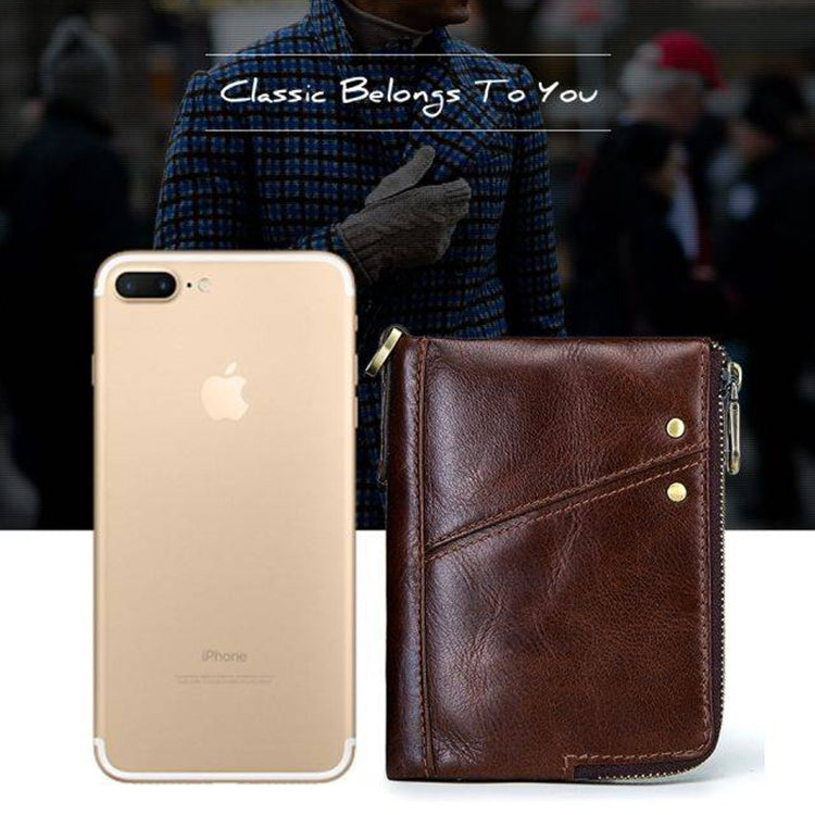 3533 Antimagnetic RFID Top-grain Leather Crazy Horse Texture Men Business Leisure Wallet (Coffee) by bashfashion