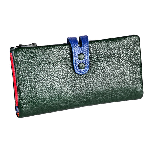 3572 Litchi Texture Leather Zipper Lady Wallet Large-capacity Purse(Dark Green) by bashfashion