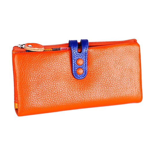3572 Litchi Texture Leather Zipper Lady Wallet Large-capacity Purse(Orange) by bashfashion