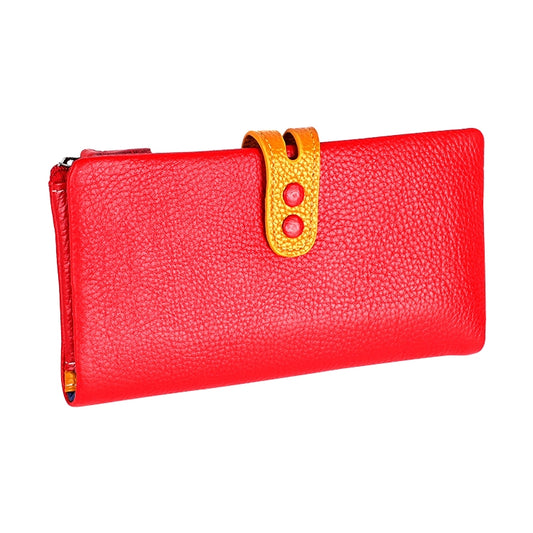 3572 Litchi Texture Leather Zipper Lady Wallet Large-capacity Purse(Red) by bashfashion