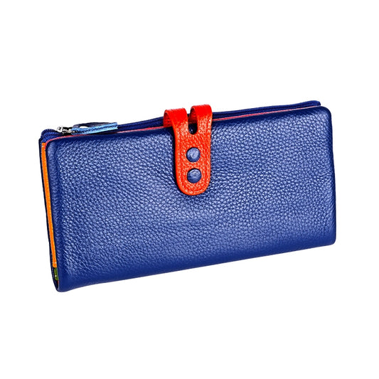 3572 Litchi Texture Leather Zipper Lady Wallet Large-capacity Purse(Sapphire Blue) by bashfashion