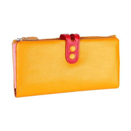 3572 Litchi Texture Leather Zipper Lady Wallet Large-capacity Purse(Yellow) by bashfashion