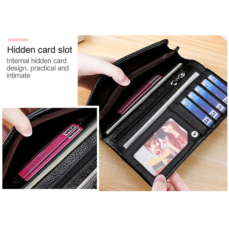 3591C Multi-function Litchi Texture Leather Wallet Large-capacity Purse(Blue) by bashfashion