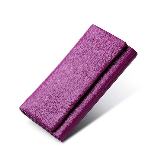 3591C Multi-function Litchi Texture Leather Wallet Large-capacity Purse(Purple) by bashfashion