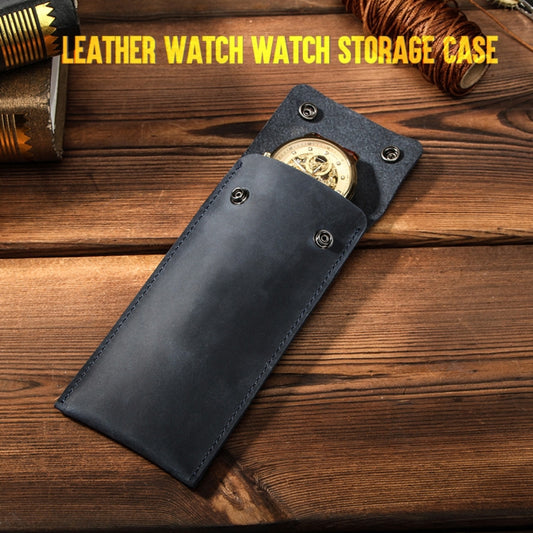 CONTACTS FAMILY CF1110 Universal Crazy Horse Leather Watch Protective Case Storage Bag for Apple Watch (Blue) by bashfashion