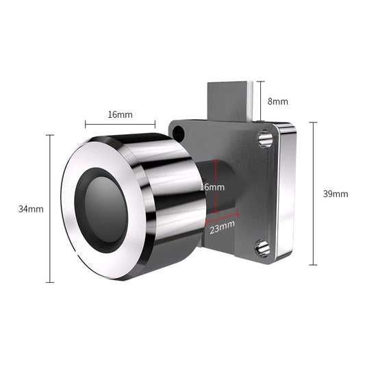 T21FB Micro USB Charging Zinc Alloy Smart Fingerprint + Bluetooth Single Open Drawer Lock File Cabinet Lock by bashfashion