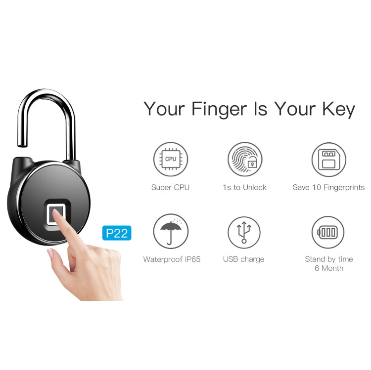 P22 Intelligent Waterproof Anti-theft Fingerprint Security Door Padlock by bashfashion
