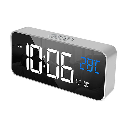 Bedside Alarm Clock Sound Control Mirror LED Music Clock (Silver) by bashfashion