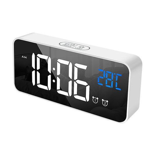Bedside Alarm Clock Sound Control Mirror LED Music Clock (White) by bashfashion