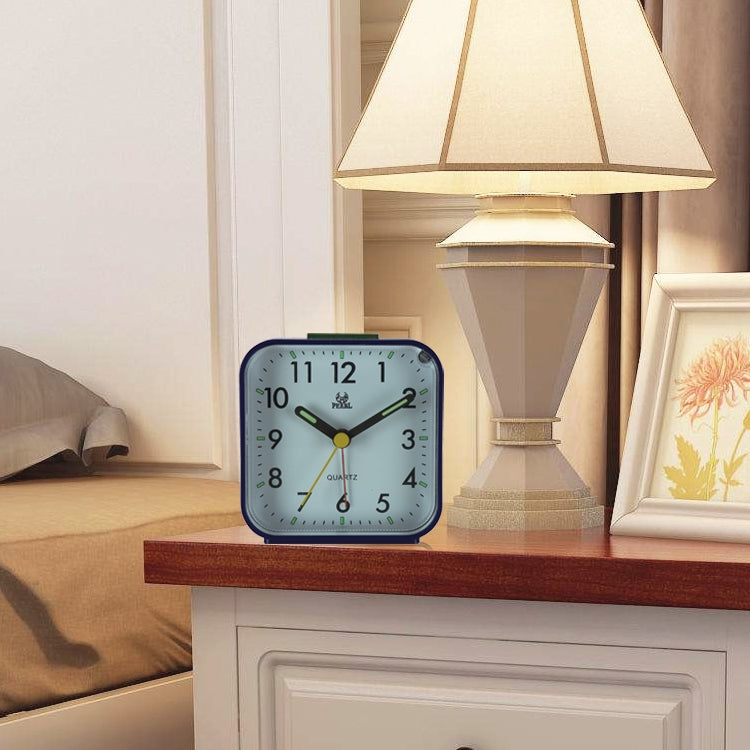 Square Mute Alarm Clock Mini Bedside Office Electronic Clock(White) by bashfashion