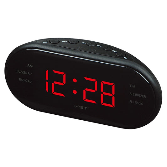 Oval Radio LED Digital Alarm Clock (Red) by bashfashion