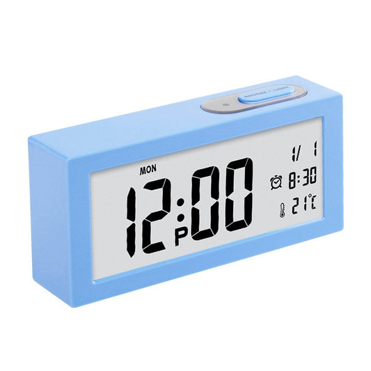 Automatic Night Light Electronic Clock Large Screen Adjustable Backlight Alarm Clock (Blue) by bashfashion
