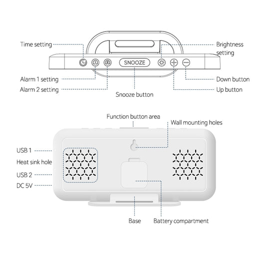 8821 LED Mirror Dual-purpose Snooze Alarm Clock (White) by bashfashion