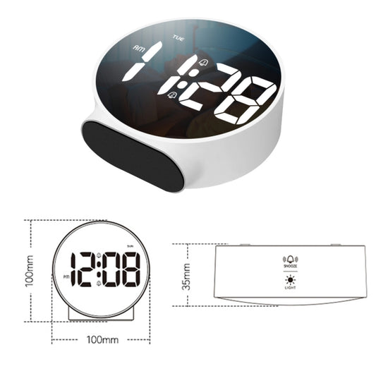 8816 LED Mirror Round Dual-purpose Alarm Clock (White) by bashfashion