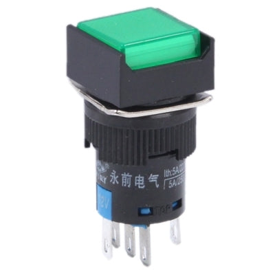 Car DIY Square Button Push Switch with LED Indicator, DC 24V(Green) by bashfashion