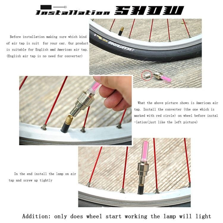 2 PCS Wheel Tyre Lamp With Battery for Car / Motorbike / Bike(Red Light) by bashfashion