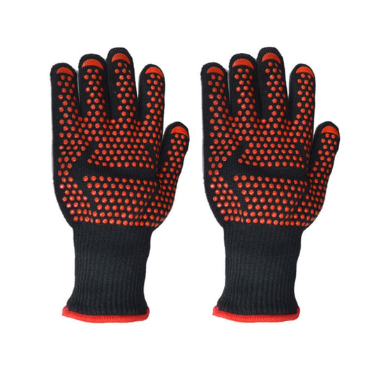 Silicone Cotton Microwave Kitchen Cooking Protective Gloves, High Temperature Resistance: 500 Degree C, Length: 32cm by bashfashion