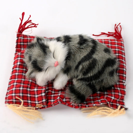Lovely Simulation Animal Doll Plush Sleeping Cats Toy Cat Mat Doll Decorations Stuffed Toys Car Decoration Crafts, Mat Size: 19*13cm, Cat Size: 14*11cm by bashfashion