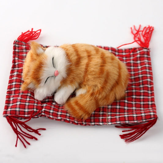 Lovely Simulation Animal Doll Plush Sleeping Cats Toy Cat Mat Doll Decorations Stuffed Toys Car Decoration Crafts, Mat Size: 19*13cm, Cat Size: 14*11cm by bashfashion