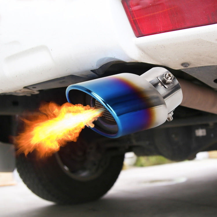 Universal Car Styling Stainless Steel Curved Bolt-on Exhaust Tail Muffler Tip Pipe with Mesh(Blue) by bashfashion
