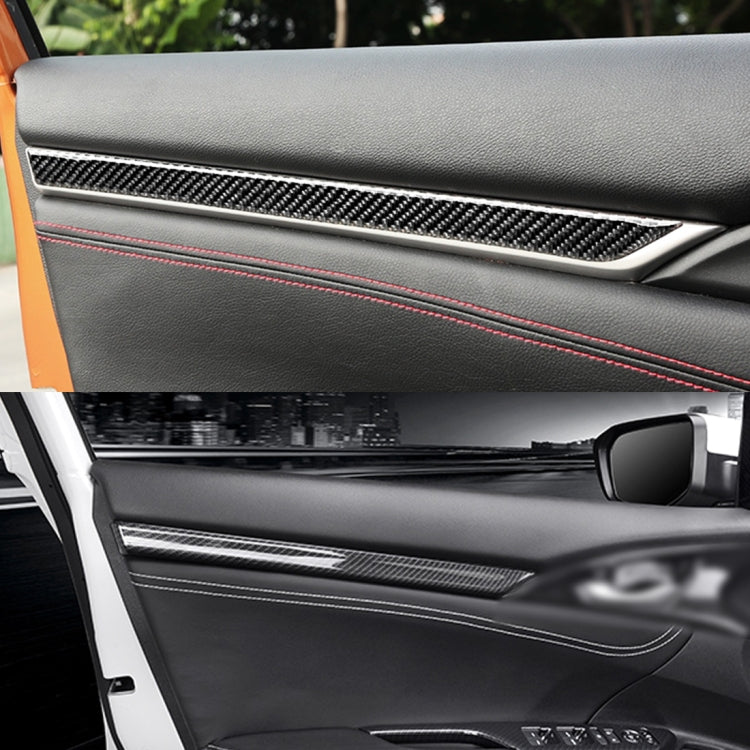 Carbon Fiber 3D Interior Door Trim Decals DIY Decorative Sticker for Honda Civic 10th Gen 2016-2019 by bashfashion