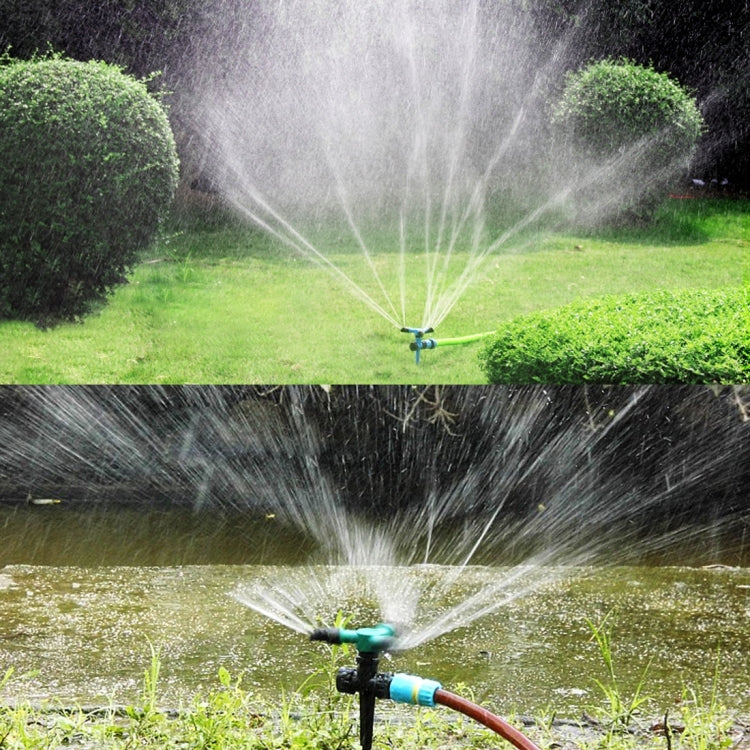 Automatic 360 Rotating Adjustable Garden Water Sprinklers Lawn Irrigation System with 3 Arm Sprayers and Spike Base(Blue) by bashfashion