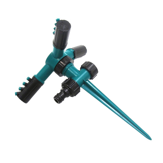 Automatic 360 Rotating Adjustable Garden Water Sprinklers Lawn Irrigation System with 3 Arm Sprayers and Spike Base(Green) by bashfashion