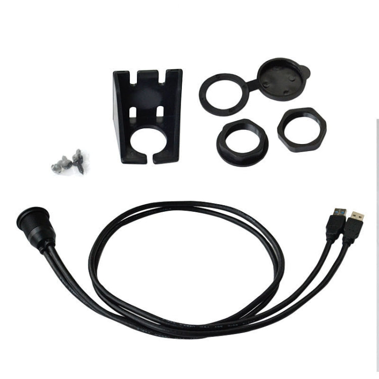 1m Flush Mount USB 3.0 Dock Car Ship Motorcycle Dashboard Panel Male to Female Data Waterproof Extension Cord(Black) by bashfashion