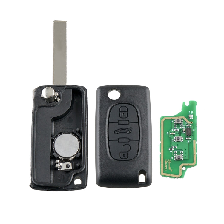 For PEUGEOT 3 Buttons Intelligent Remote Control Car Key with Integrated Chip & Battery & Holder & Slotted Key Blade, Frequency: 433MHz by bashfashion