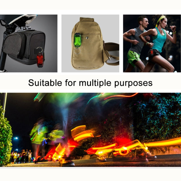 Multifunctional Portable Bicycle Taillight Helmet Light Running Warning Light Luminous Keychain (White) by bashfashion