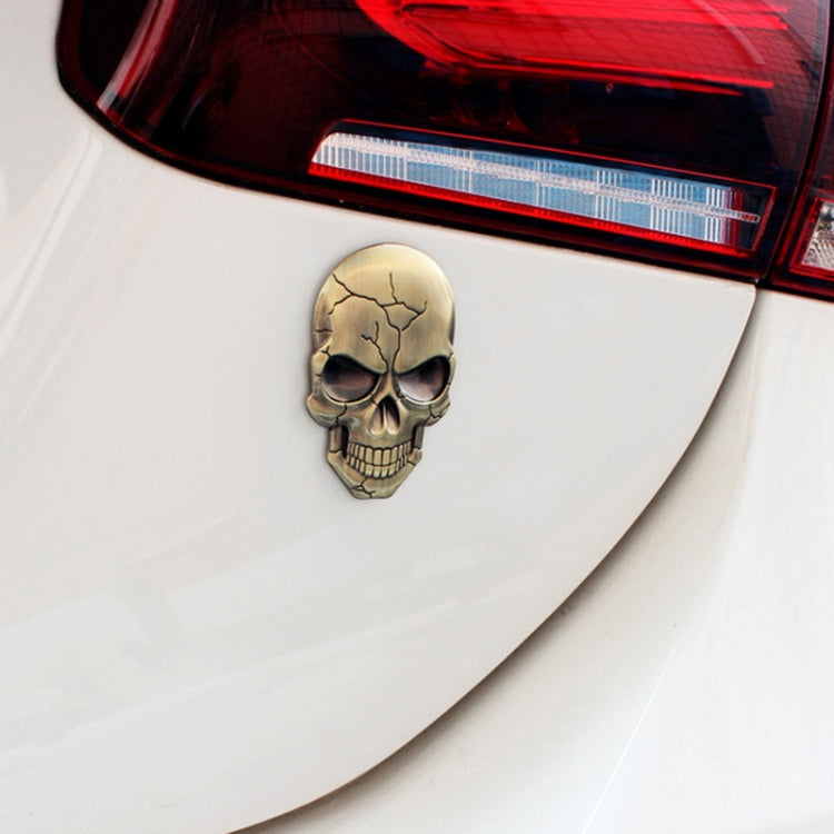 Three-dimensional Devil Skull Metal Car Sticker (Silver Grey) by bashfashion