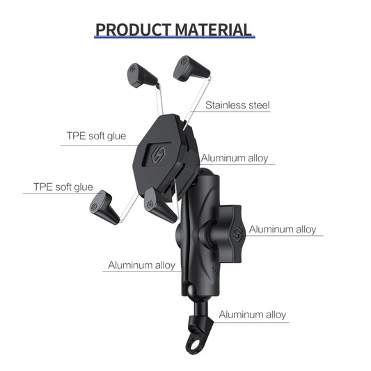 ZH-1558B1 Motorcycle Rear Mirror X-shape Aluminum Alloy Phone Holder by bashfashion