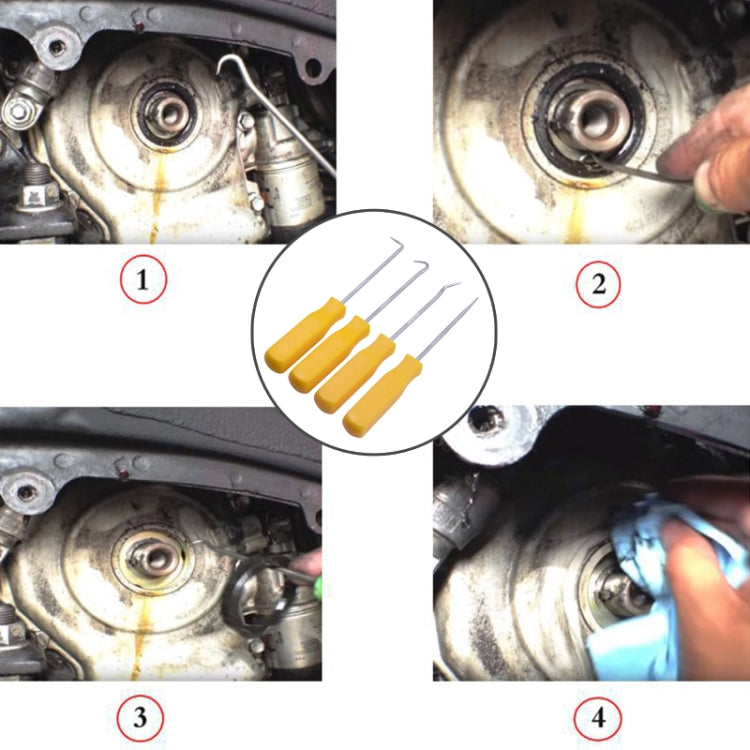 4 PCS Car Pick and Hook Set O Ring Oil Seal Gasket Puller Remover Craft Hand Tool Car Remover Tool Set (Yellow) by bashfashion
