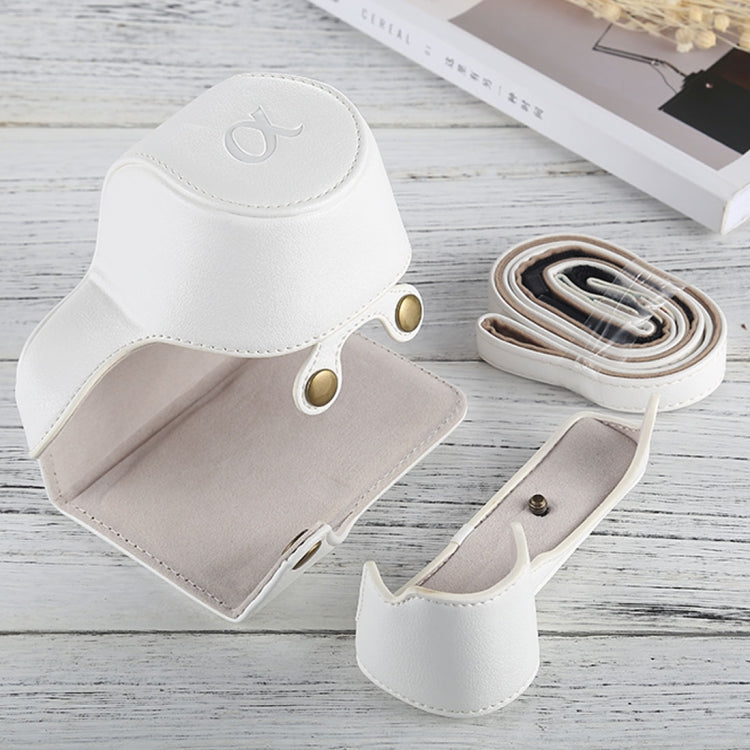 Full Body Camera PU Leather Case Bag with Strap for Sony A6000 / A6300 / Nex 6(White) by bashfashion