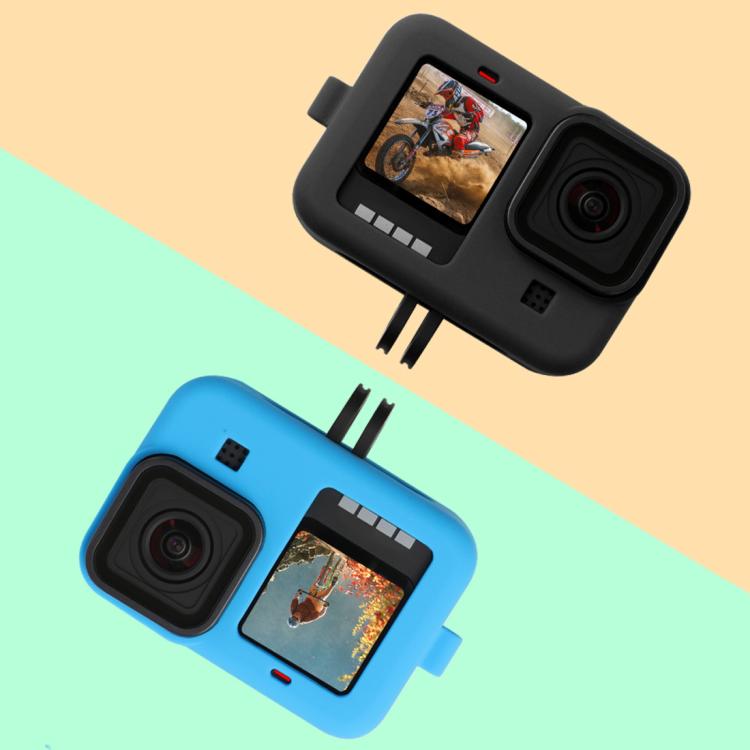 For GoPro HERO10 Black / HERO9 Black Silicone Protective Case Cover with Wrist Strap & Lens Cover(Blue) by bashfashion