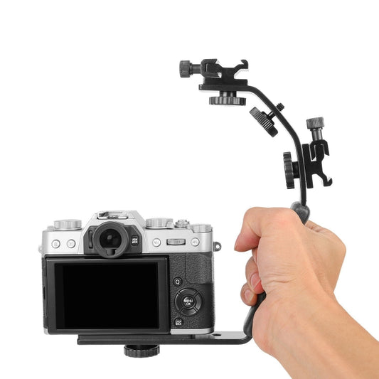 L-Shaped Aluminum Flash Bracket Camera Holder(Black) by bashfashion