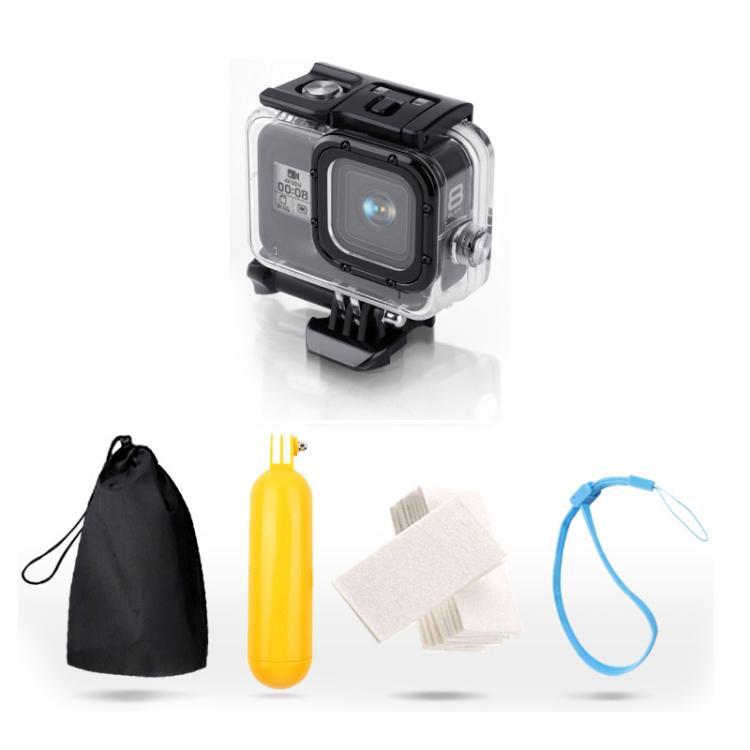 For GoPro HERO8 Black 45m Waterproof Housing Protective Case with Buckle Basic Mount & Screw & Floating Bobber Grip & Strap & Anti-Fog Inserts(Transparent) by bashfashion
