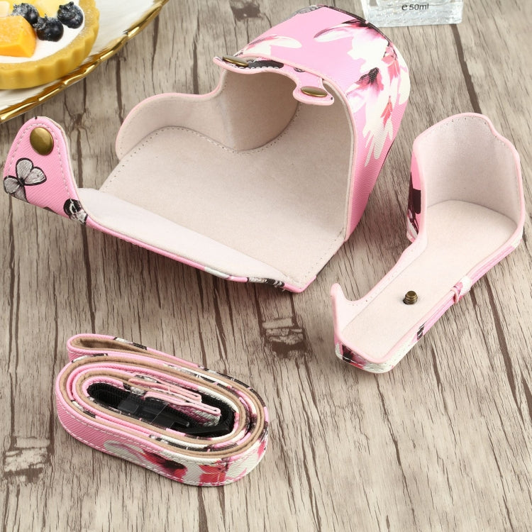 Flower Pattern PU Leather Camera Case for Sony A6000 / A6300 / A6400 / Nex 6 (Pink) by bashfashion