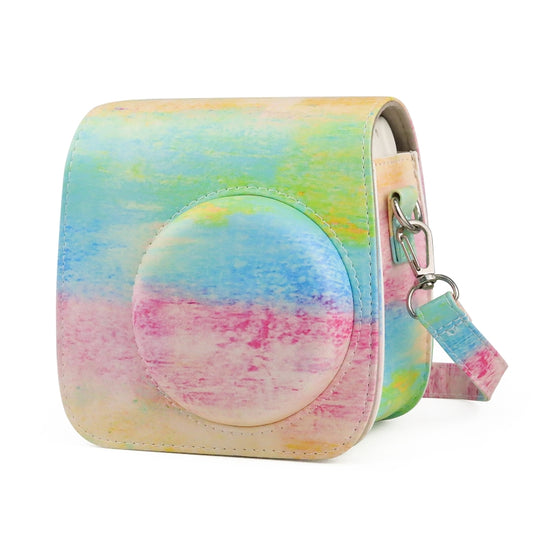 Oil Paint Full Body PU Leather Case Camera Bag with Strap for FUJIFILM instax mini 7+ by bashfashion