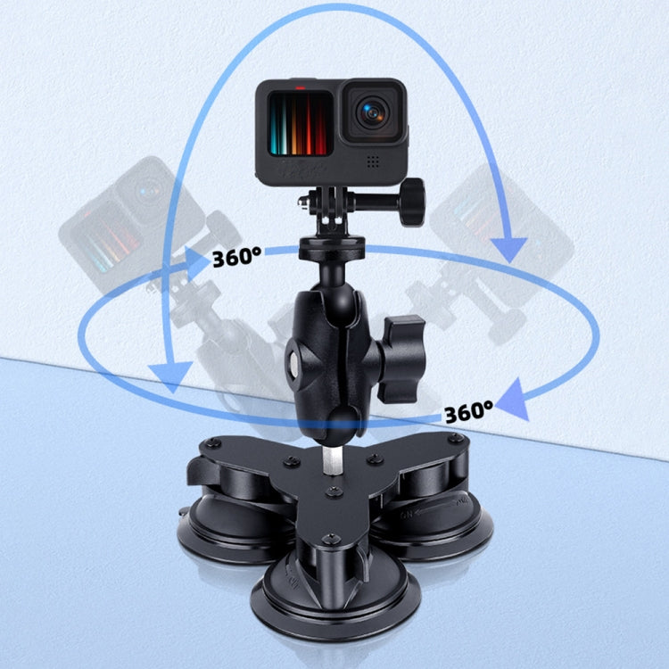 Dual Suction Cup Mount Holder with Tripod Adapter & Screw & Phone Clamp & Anti-lost Silicone Net for for GoPro, Insta360, DJI and Other Action Cameras, Smartphones(Black) by bashfashion