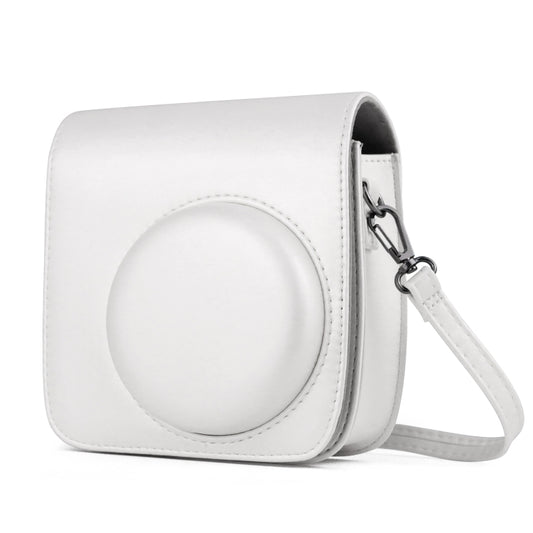 Solid Color Full Body Camera Leather Case Bag with Strap for FUJIFILM Instax mini 11 (White) by bashfashion