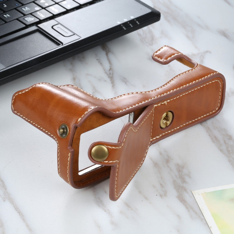 1/4 inch Thread PU Leather Camera Half Case Base for FUJIFILM X-T3/X-T2(Brown) by bashfashion